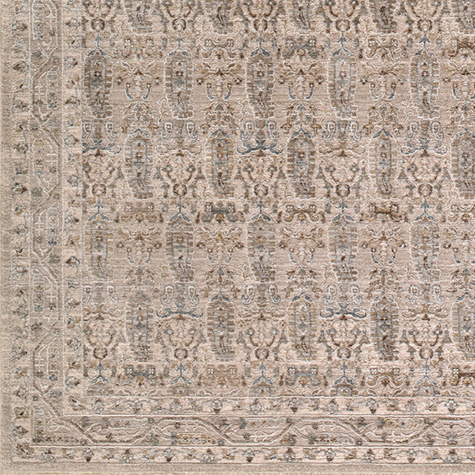 Arda Vintage Traditional Grey & Medium Grey Polyester Rug 200x290cm - colour swatch