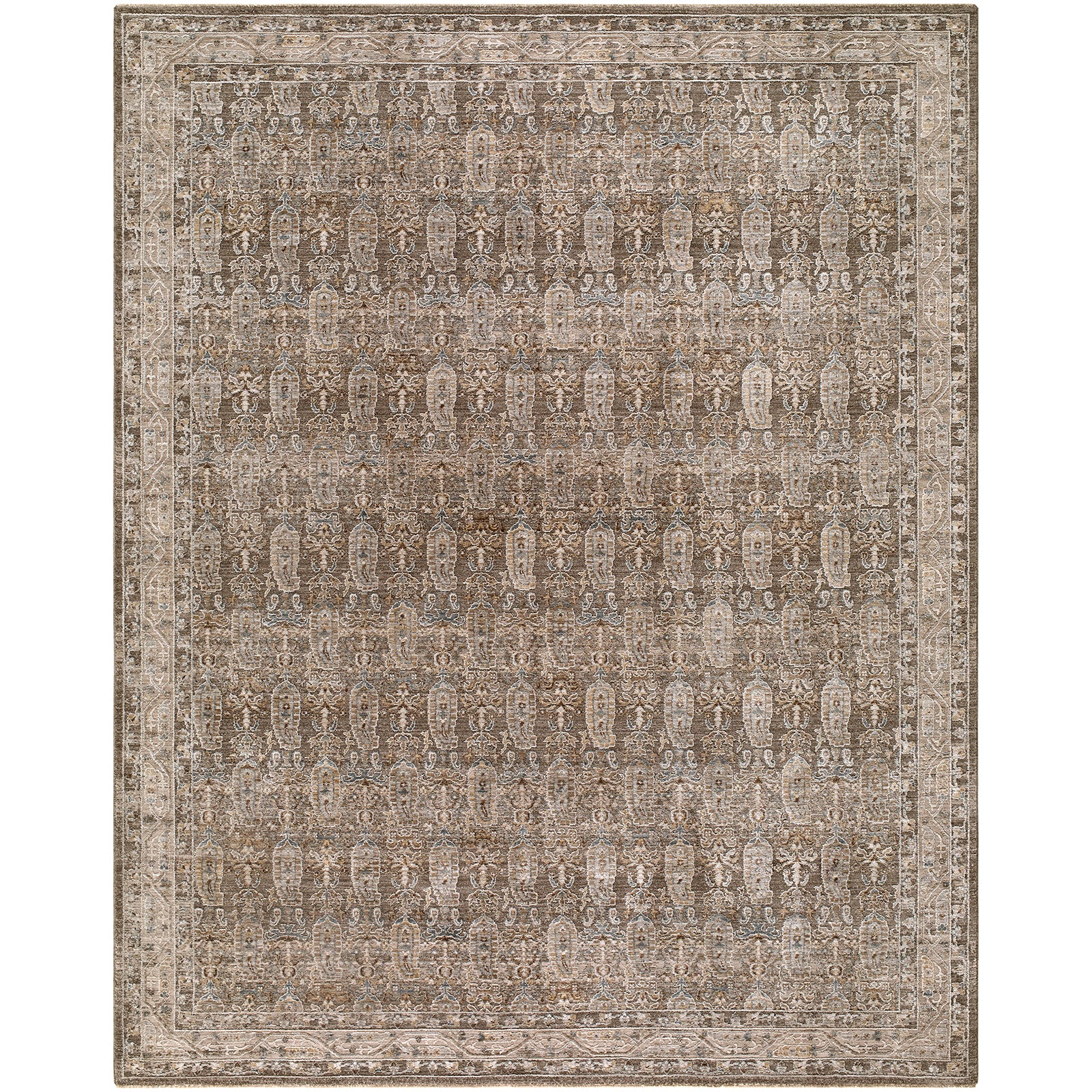Arda Vintage Traditional Taupe & Charcoal & Medium Grey Polyester Rug 152x225cm - product image
