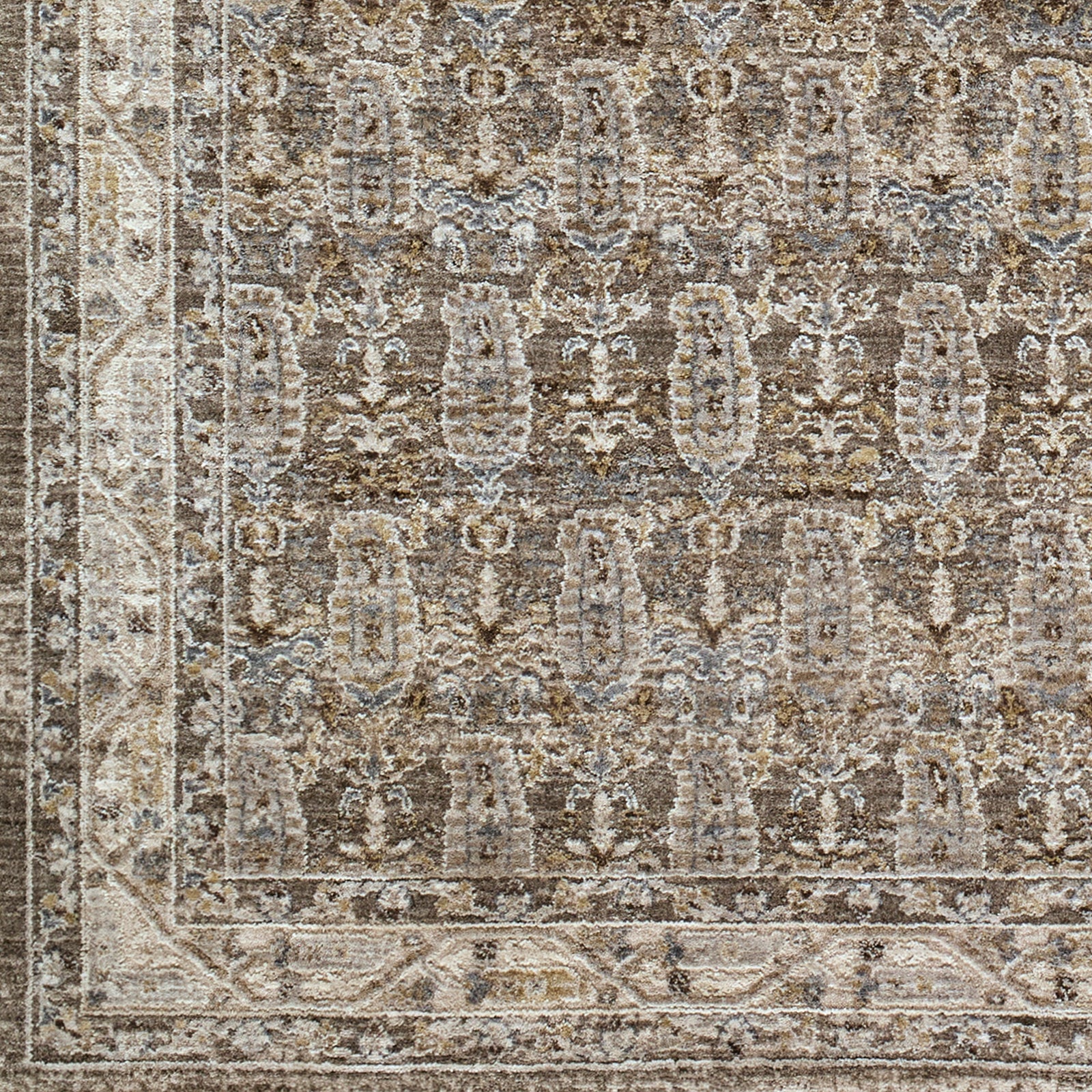 Arda Vintage Traditional Taupe & Charcoal & Medium Grey Polyester Rug 152x225cm - colour swatch