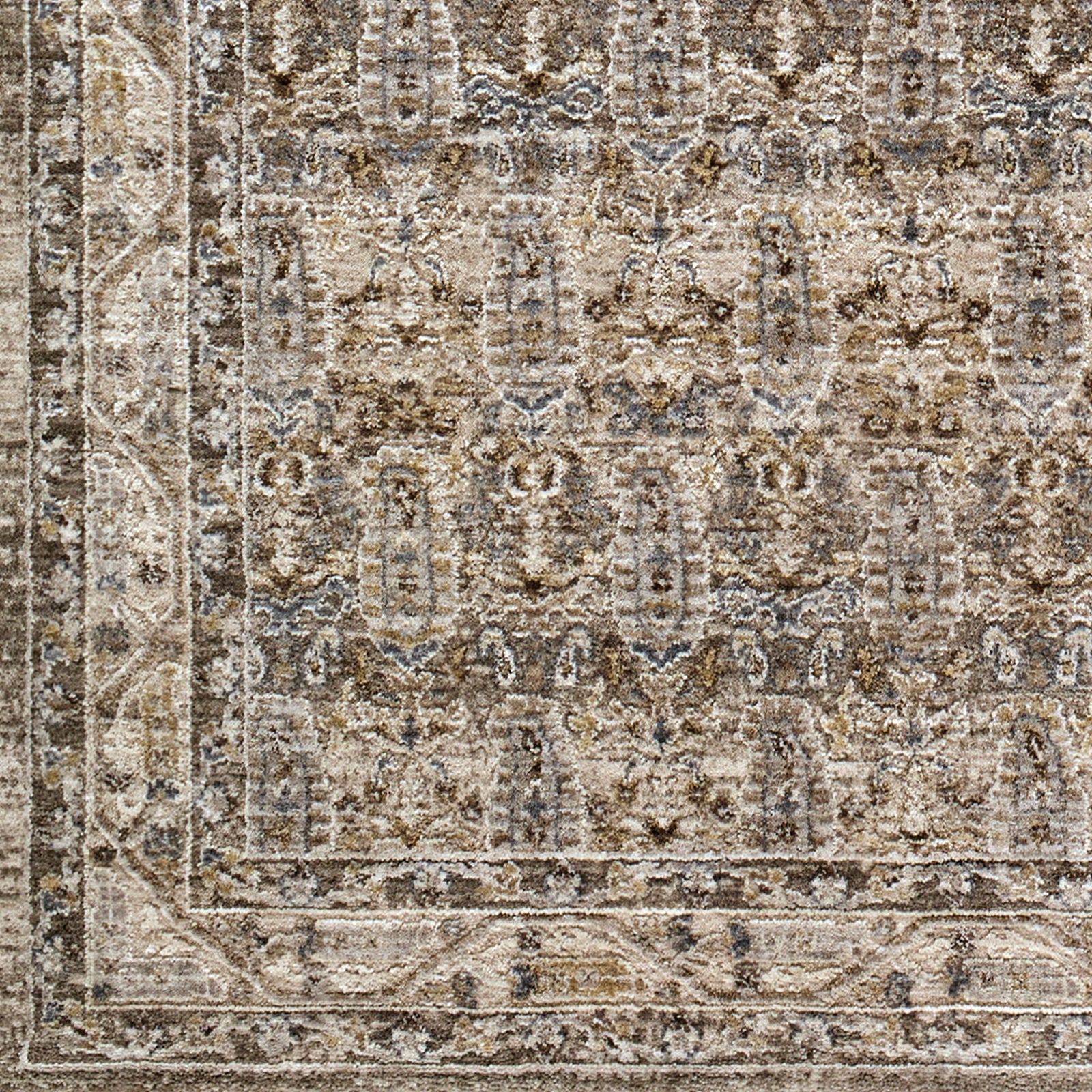 Arda Vintage Traditional Brown & Medium Grey & Taupe Polyester Rug 200x290cm - colour swatch