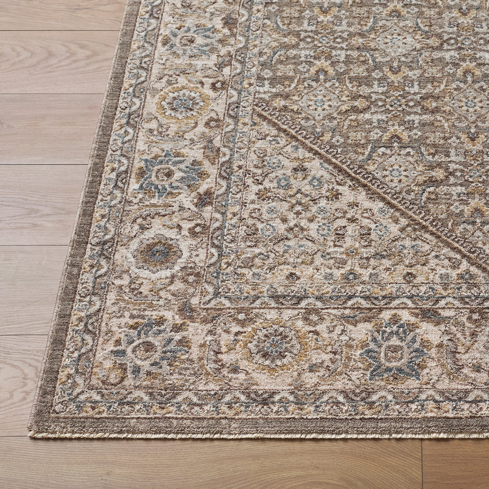 Arda Vintage Traditional Taupe & Charcoal & Medium Grey Polyester Rug 152x225cm - front view