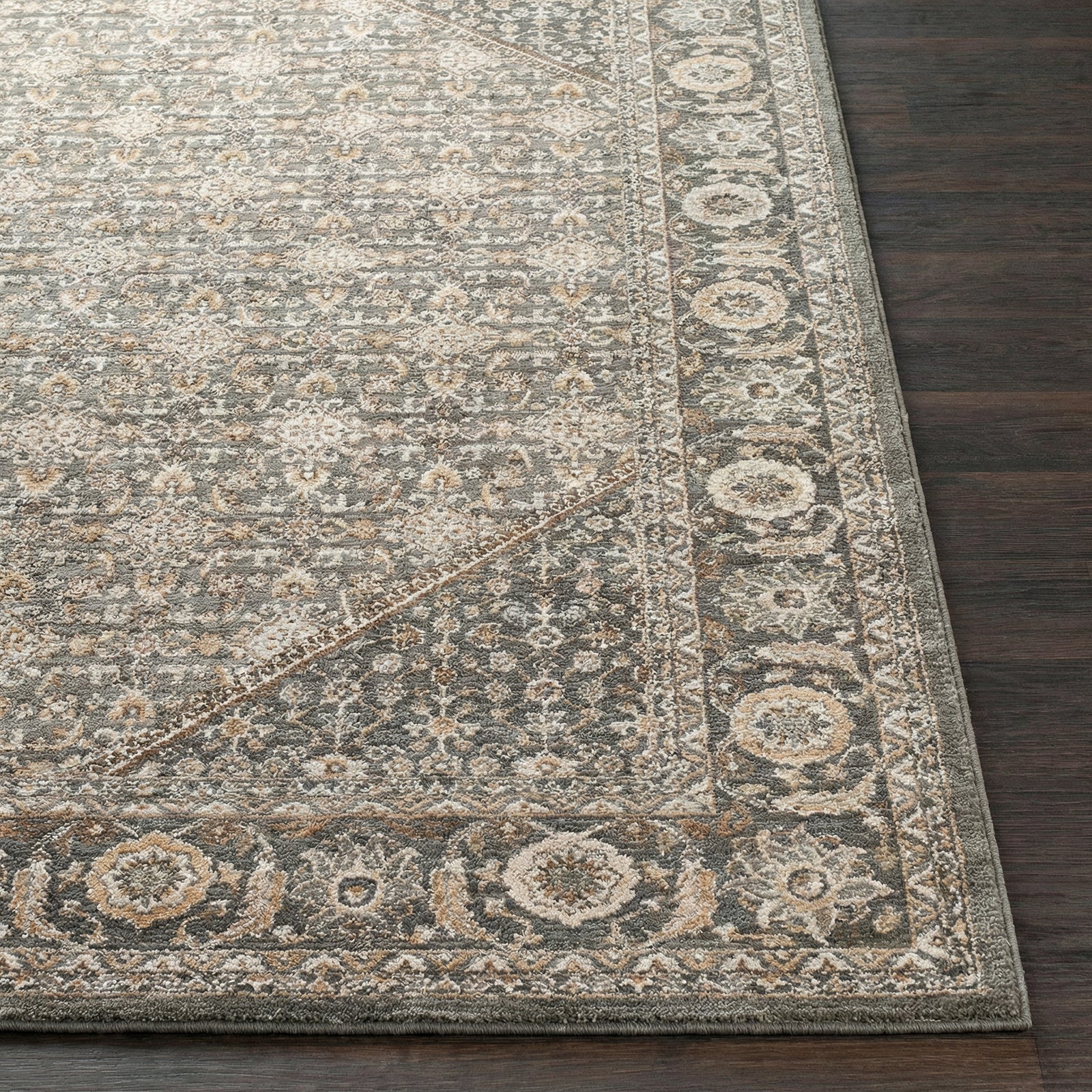 Arda Vintage Traditional Green & Dark Green & Deep Teal Polyester Rug 152x225cm - front view