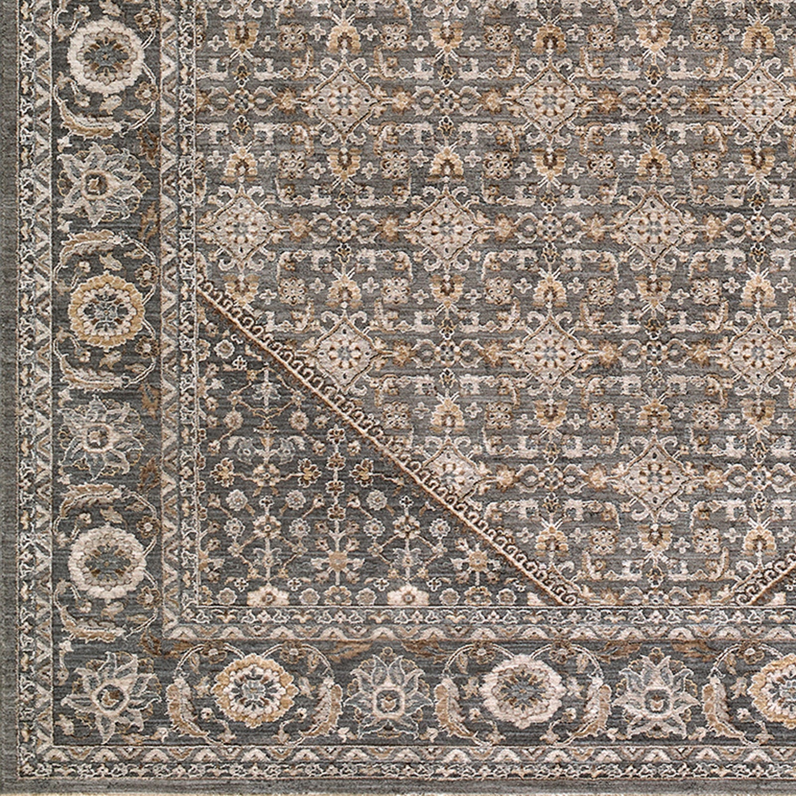Arda Vintage Traditional Green & Dark Green & Deep Teal Polyester Rug 152x225cm - colour swatch