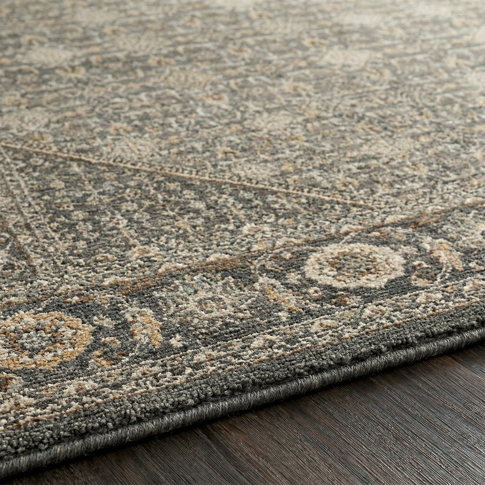 Arda Vintage Traditional Green & Dark Green & Deep Teal Polyester Rug 152x225cm - texture detail