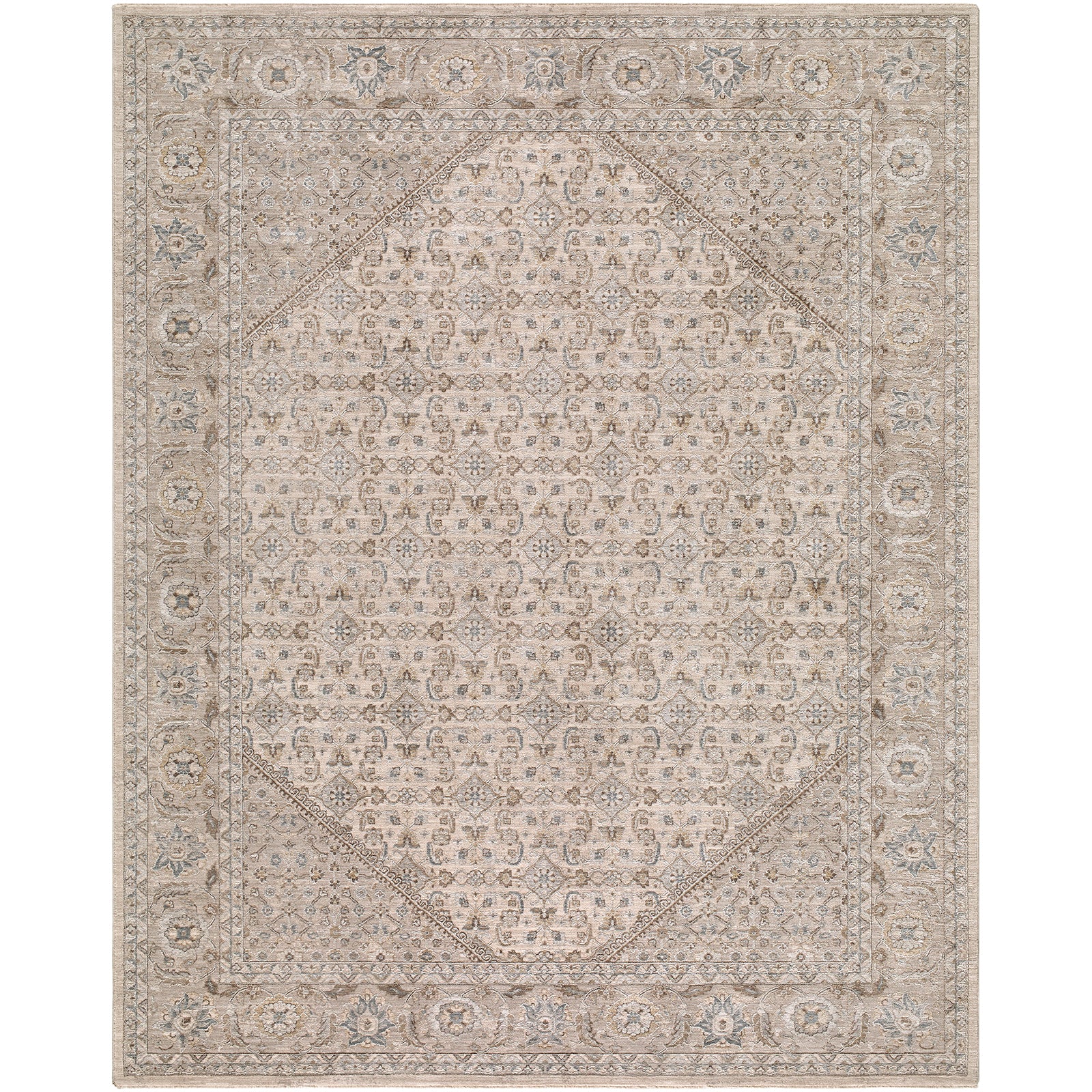 Arda Vintage Traditional Grey & Light Grey Polyester Rug 152x225cm - product image