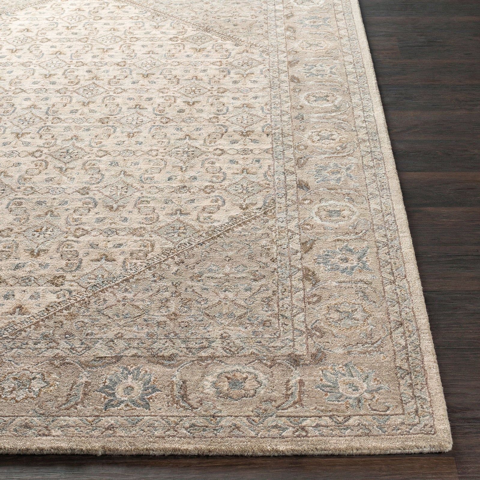 Arda Vintage Traditional Grey & Light Grey Polyester Rug 152x225cm - front view