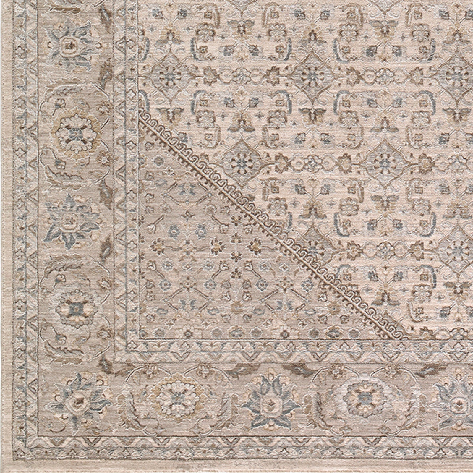 Arda Vintage Traditional Grey & Light Grey Polyester Rug 152x225cm - colour swatch