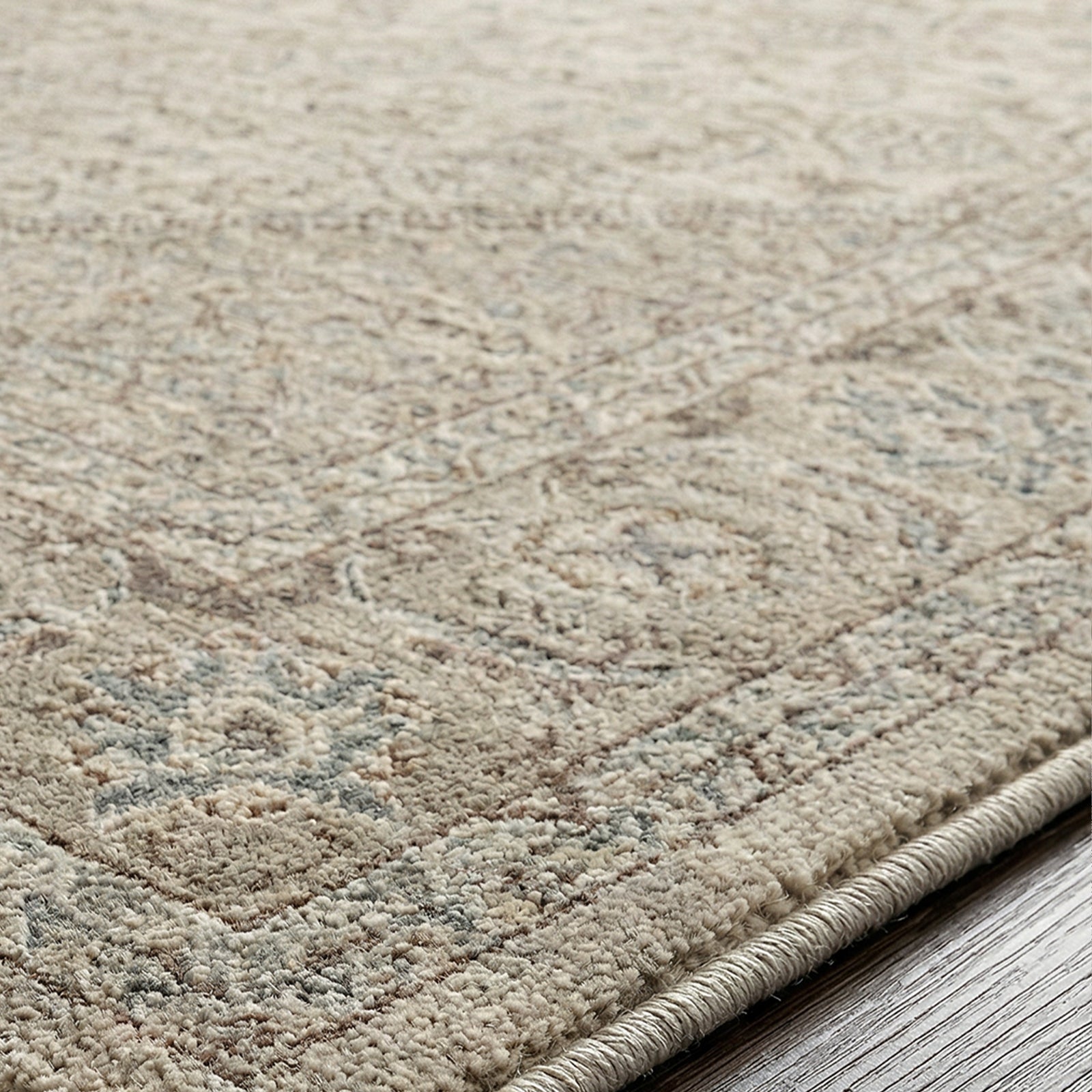 Arda Vintage Traditional Grey & Light Grey Polyester Rug 152x225cm - texture detail