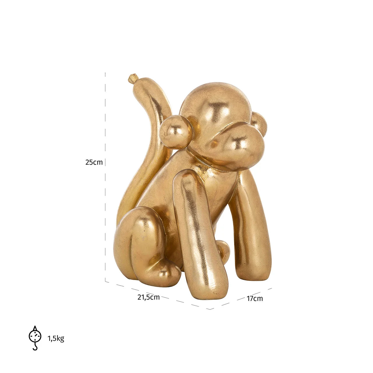 Richmond Interiors Art Deco Gold Balloon Monkey Ornament