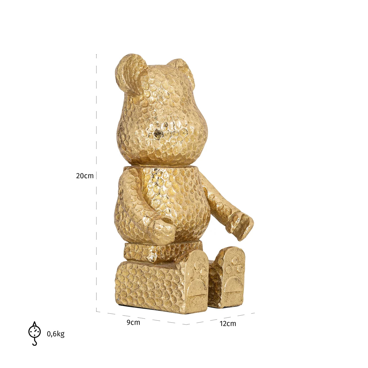 Richmond Interiors Art Deco Hammered Gold Sitting Bear Ornament