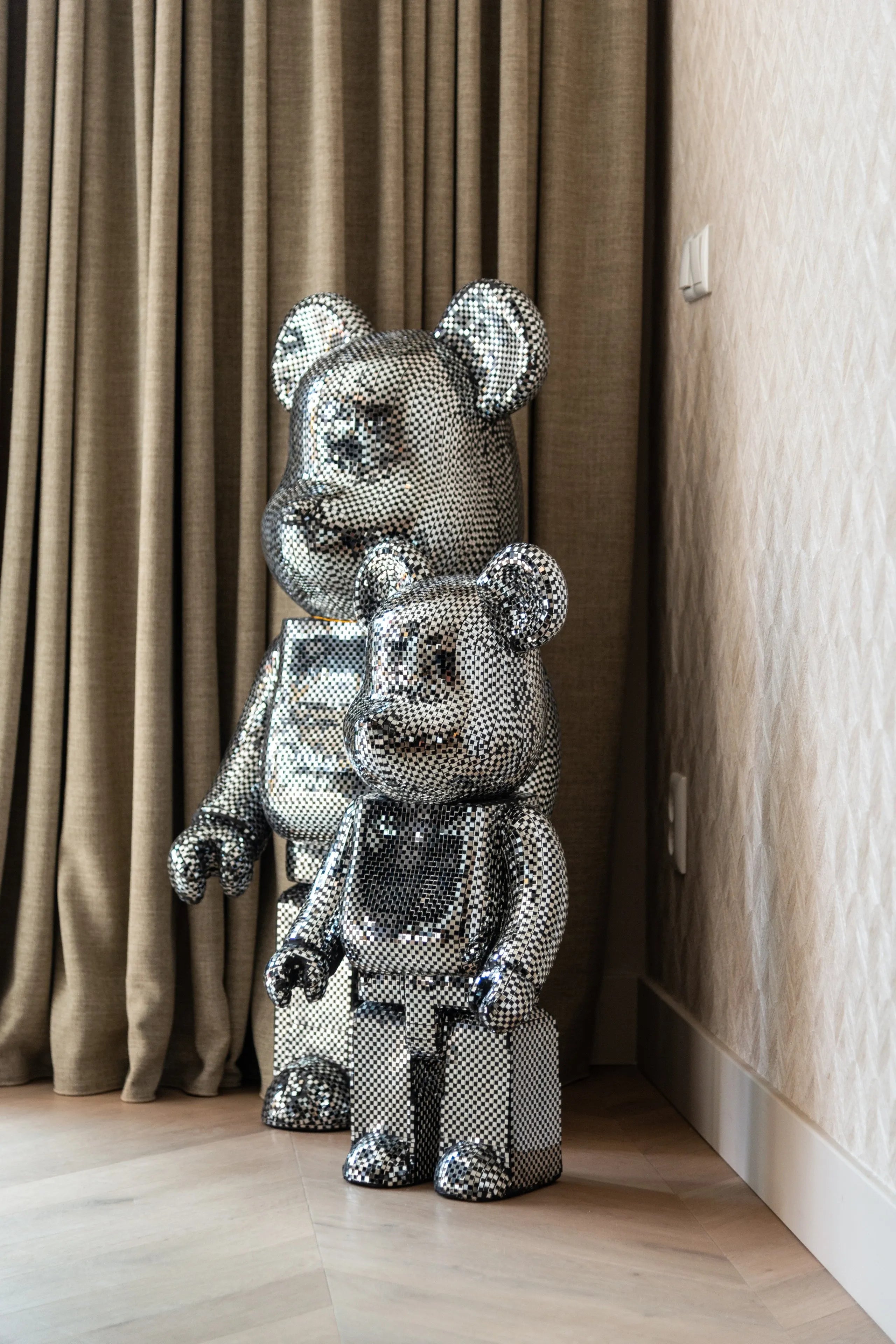 Richmond Interiors Art Deco Chrome Mosaic Giant Standing Bear | Small