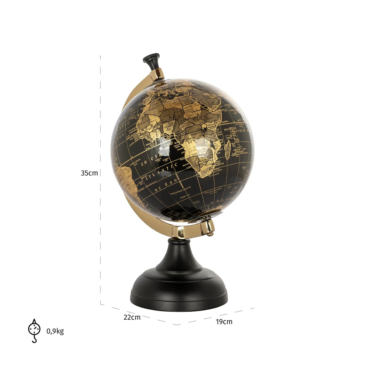 Richmond Interiors Art Deco Jilly Black & Gold Globe Ornament