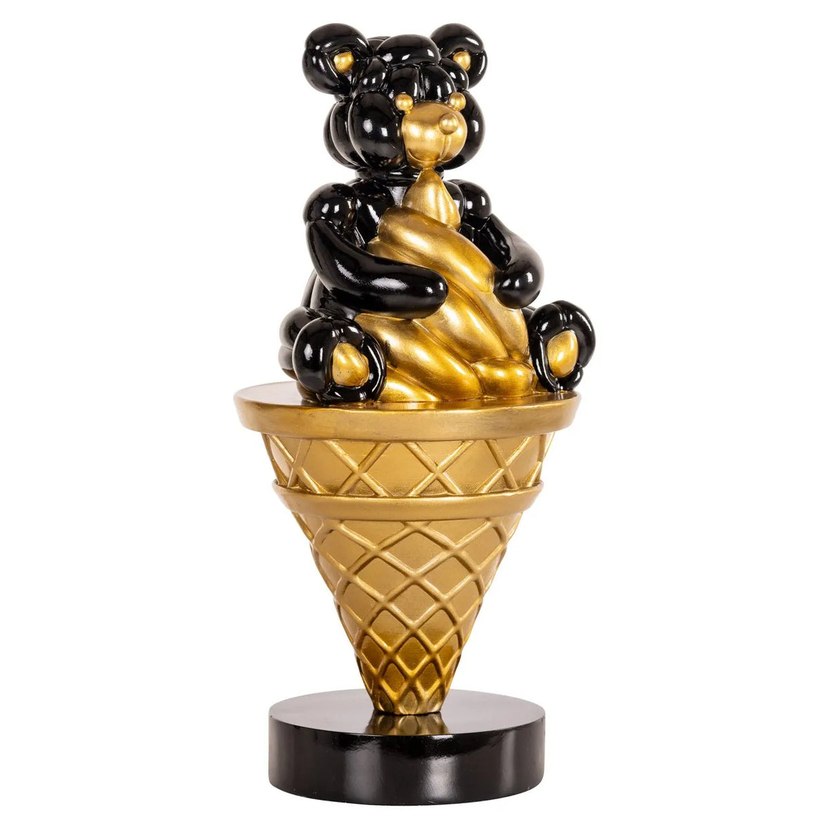 Richmond Interiors Art Deco Harly Black & Gold Bear Ice Cream Ornament
