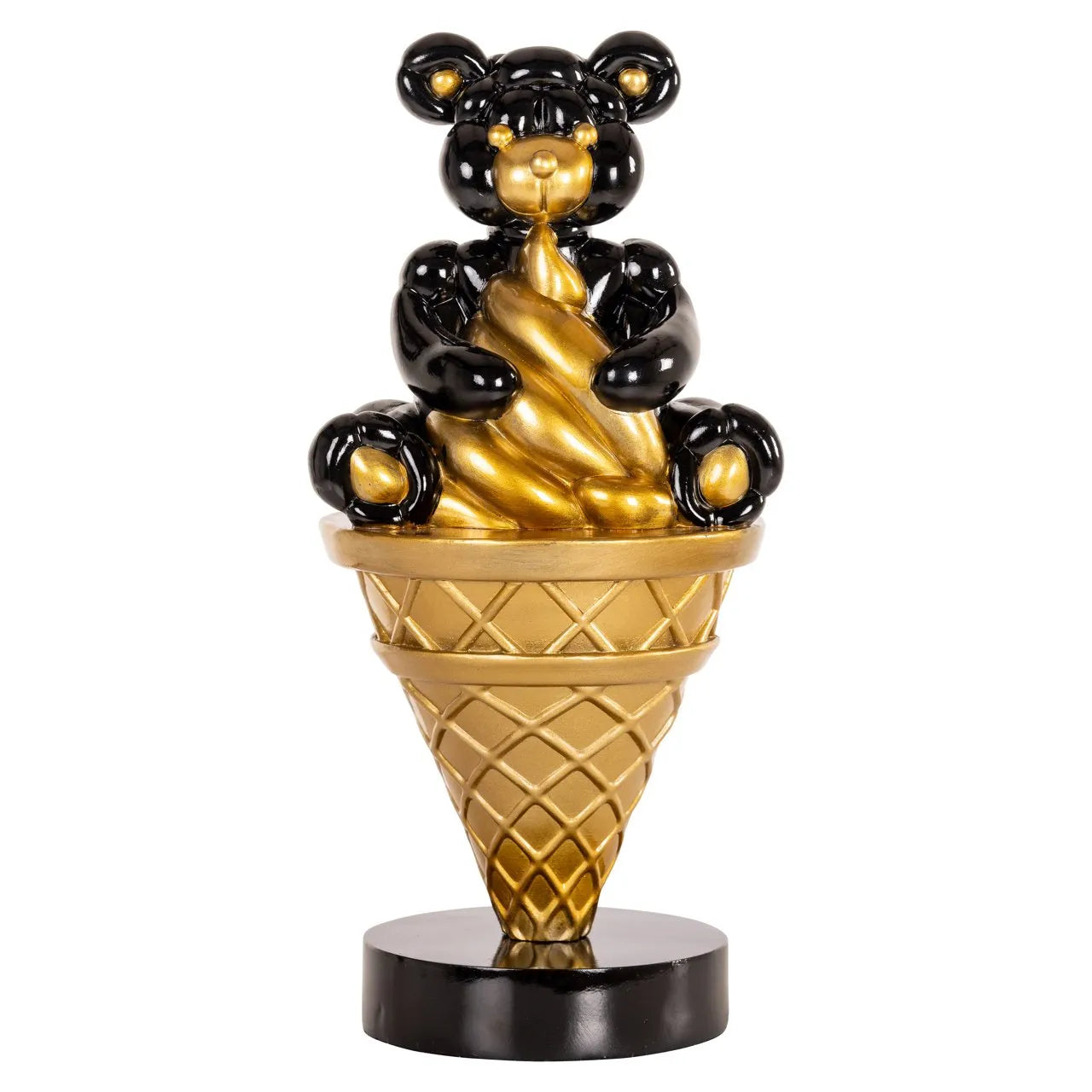 Richmond Interiors Art Deco Harly Black & Gold Bear Ice Cream Ornament