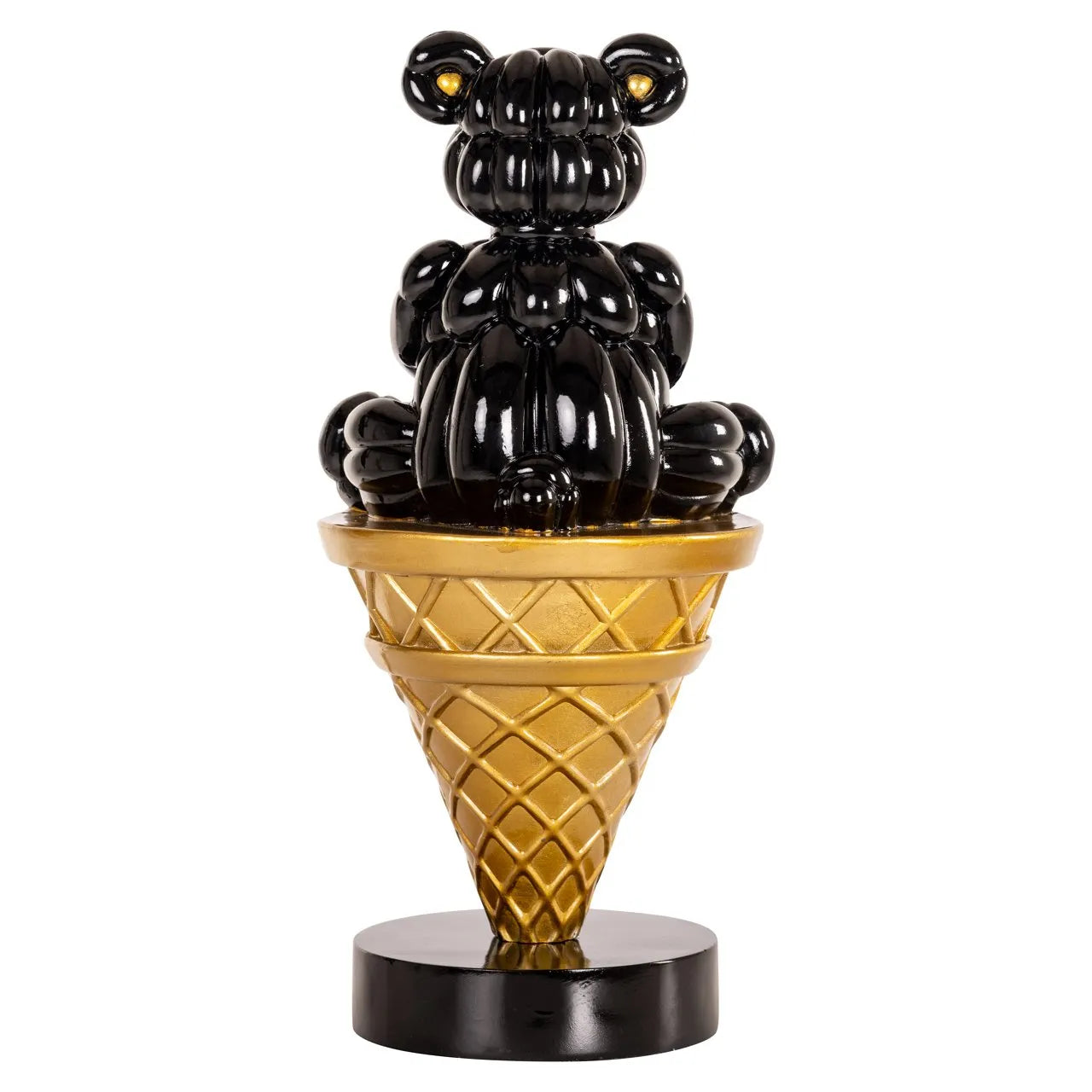 Richmond Interiors Art Deco Harly Black & Gold Bear Ice Cream Ornament
