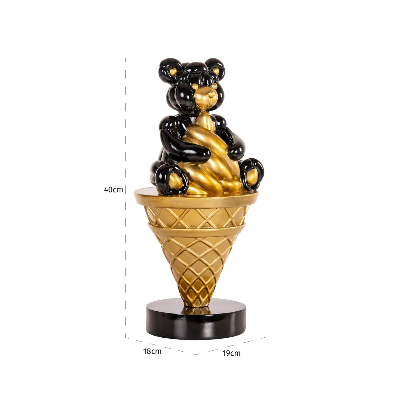 Richmond Interiors Art Deco Harly Black & Gold Bear Ice Cream Ornament