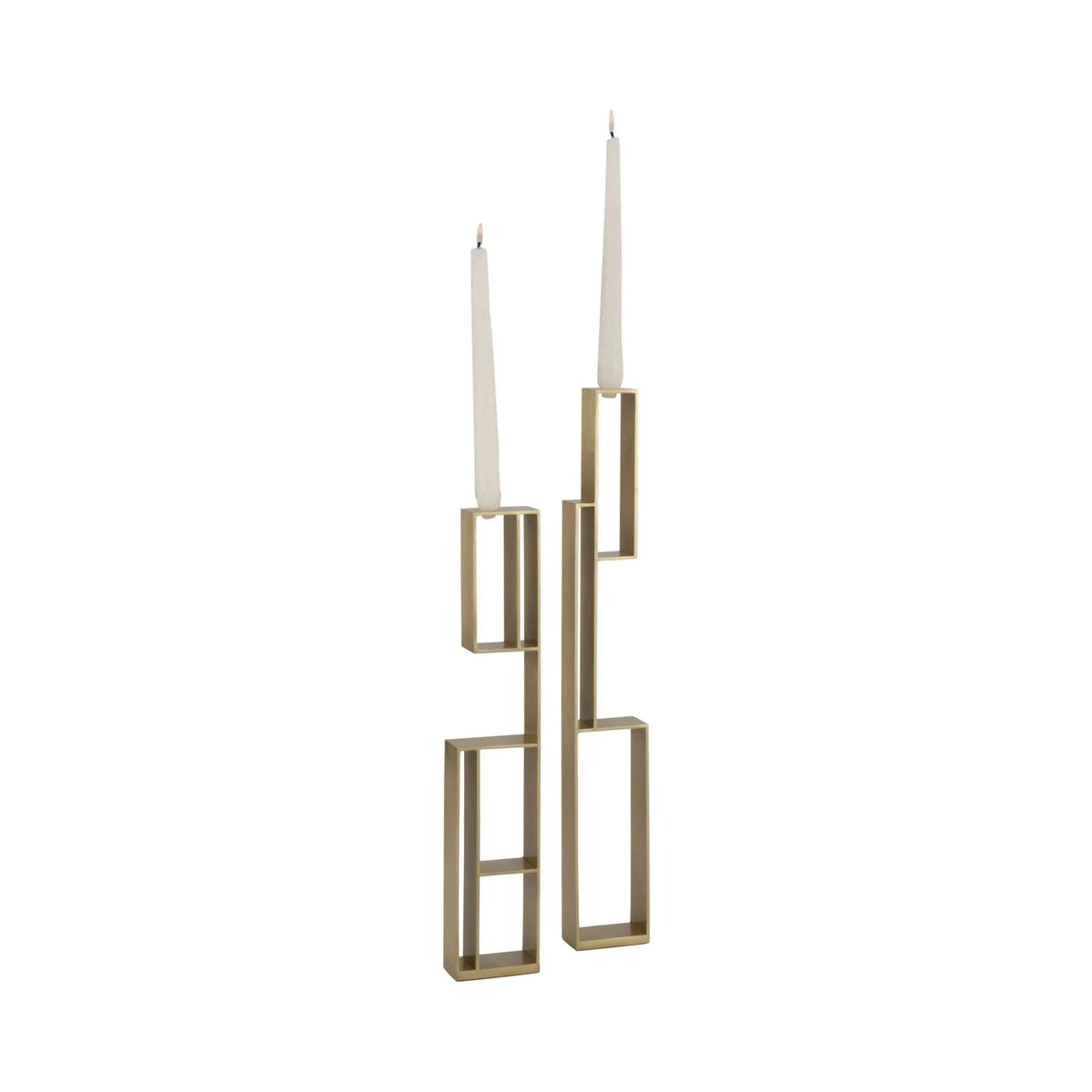 Set of 2 Veneton Brushed Brass Candle Holders