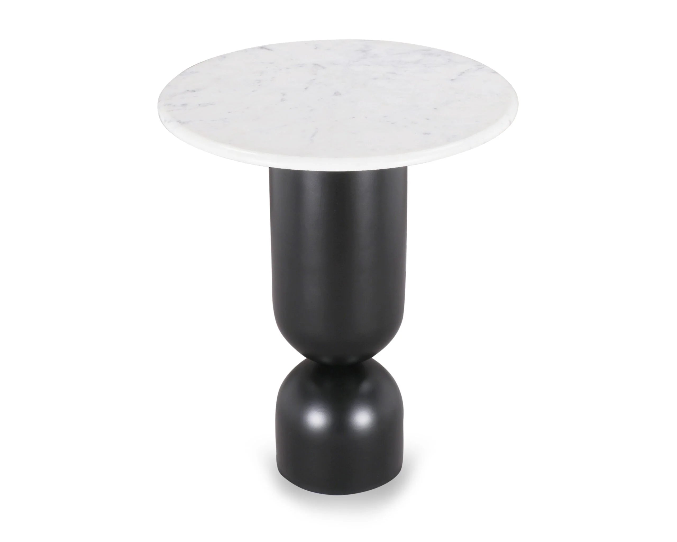 Set of 2 Babel Matt Black & White Marble Side Tables Nest