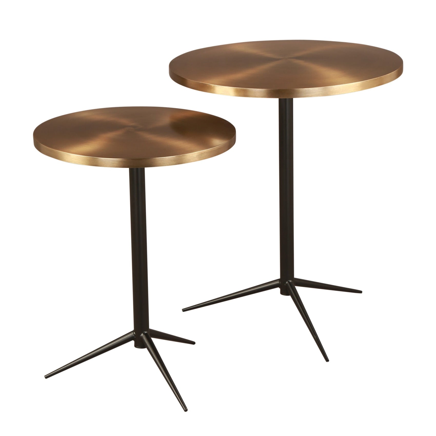 Set of 2 Antigua Nesting Brushed Brass & Matt Black Side Tables