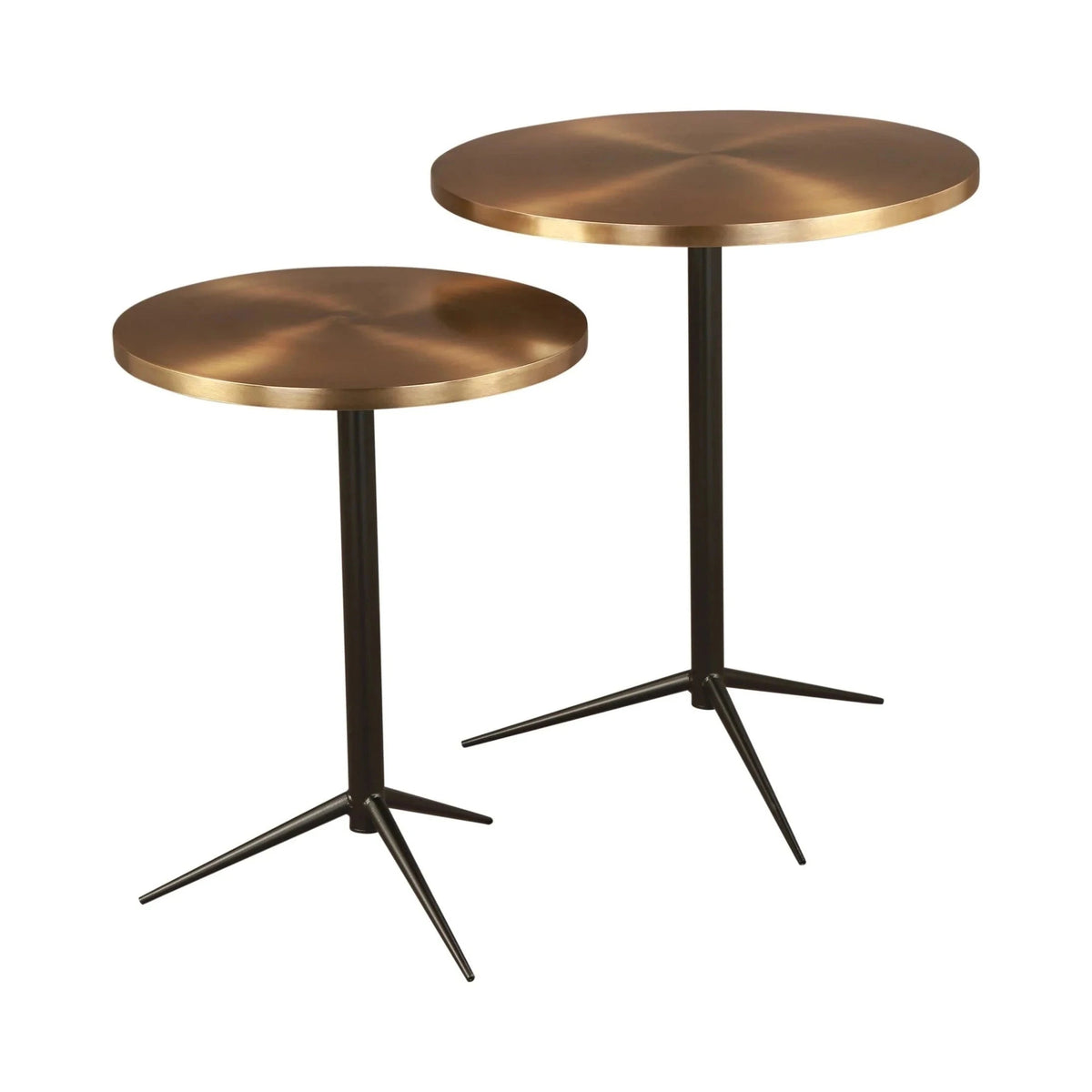Set of 2 Antigua Brushed Brass & Matt Black Side Tables Nest