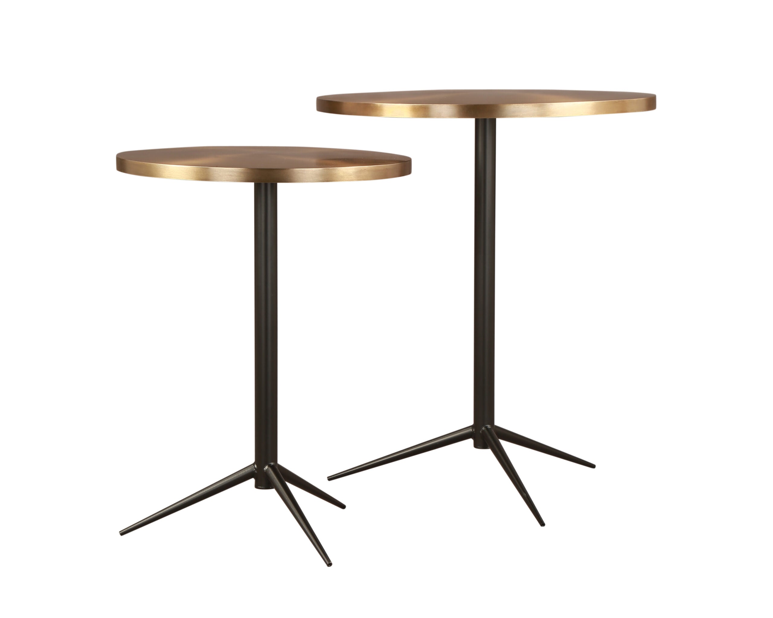 Set of 2 Antigua Nesting Side Tables - Brushed Brass & Matt Black