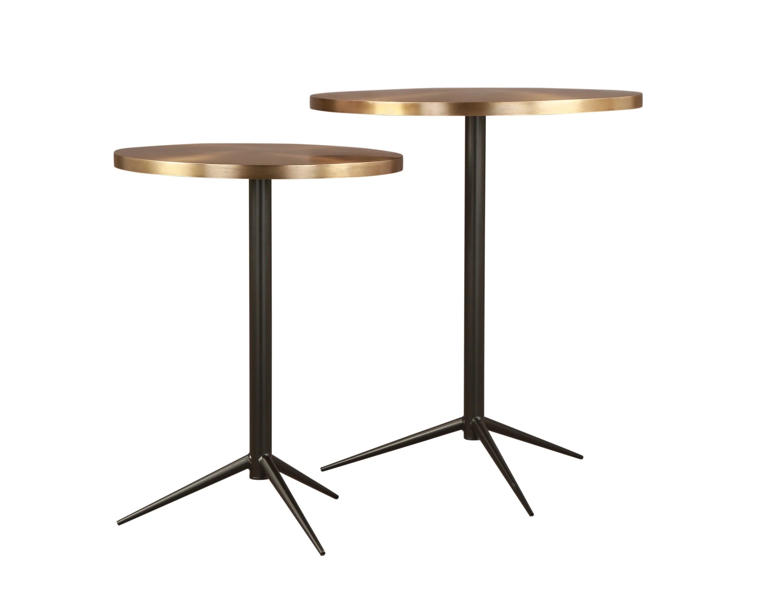 Set of 2 Antigua Brushed Brass & Matt Black Side Tables Nest