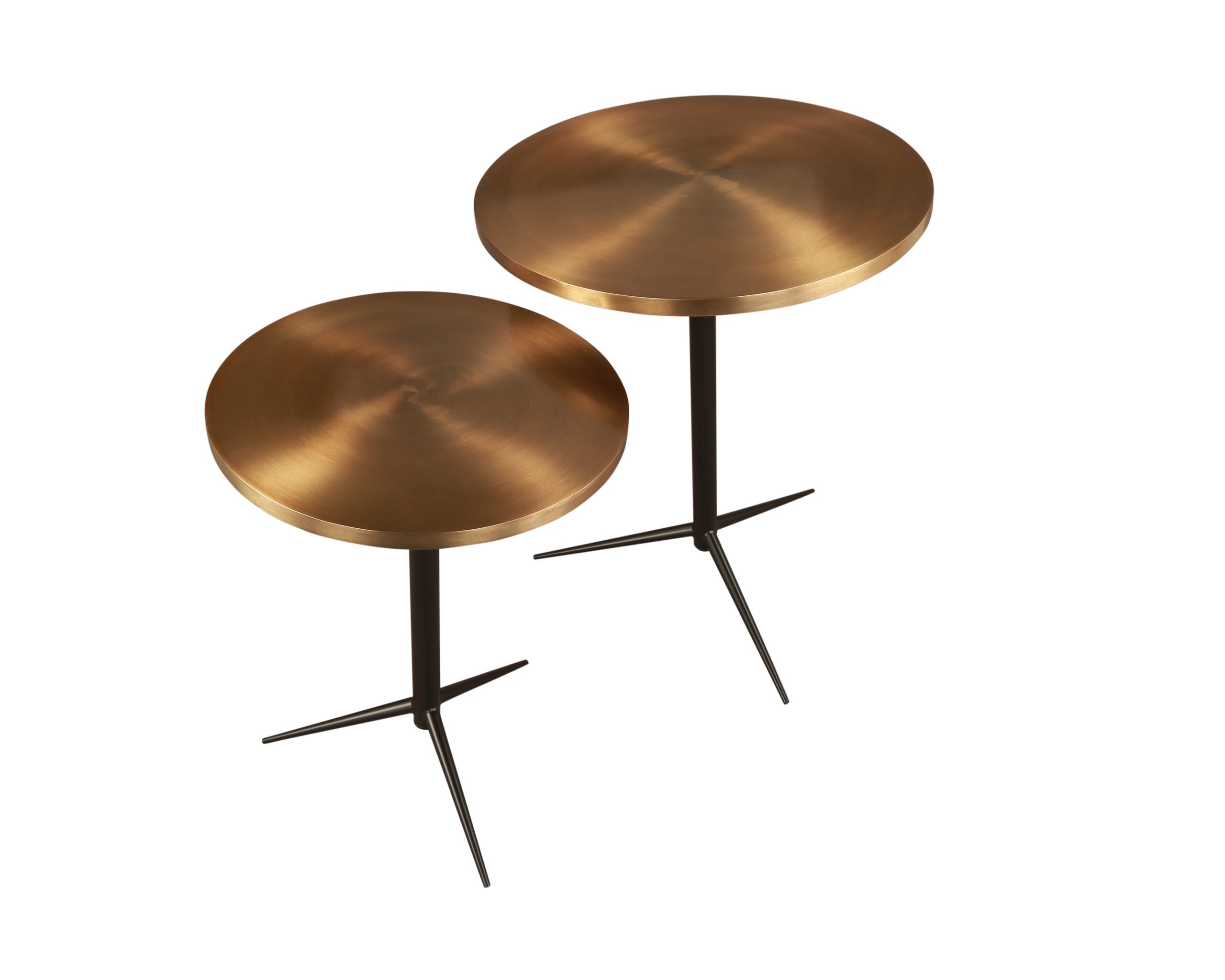 Set of 2 Antigua Nesting Side Tables - Brushed Brass & Matt Black