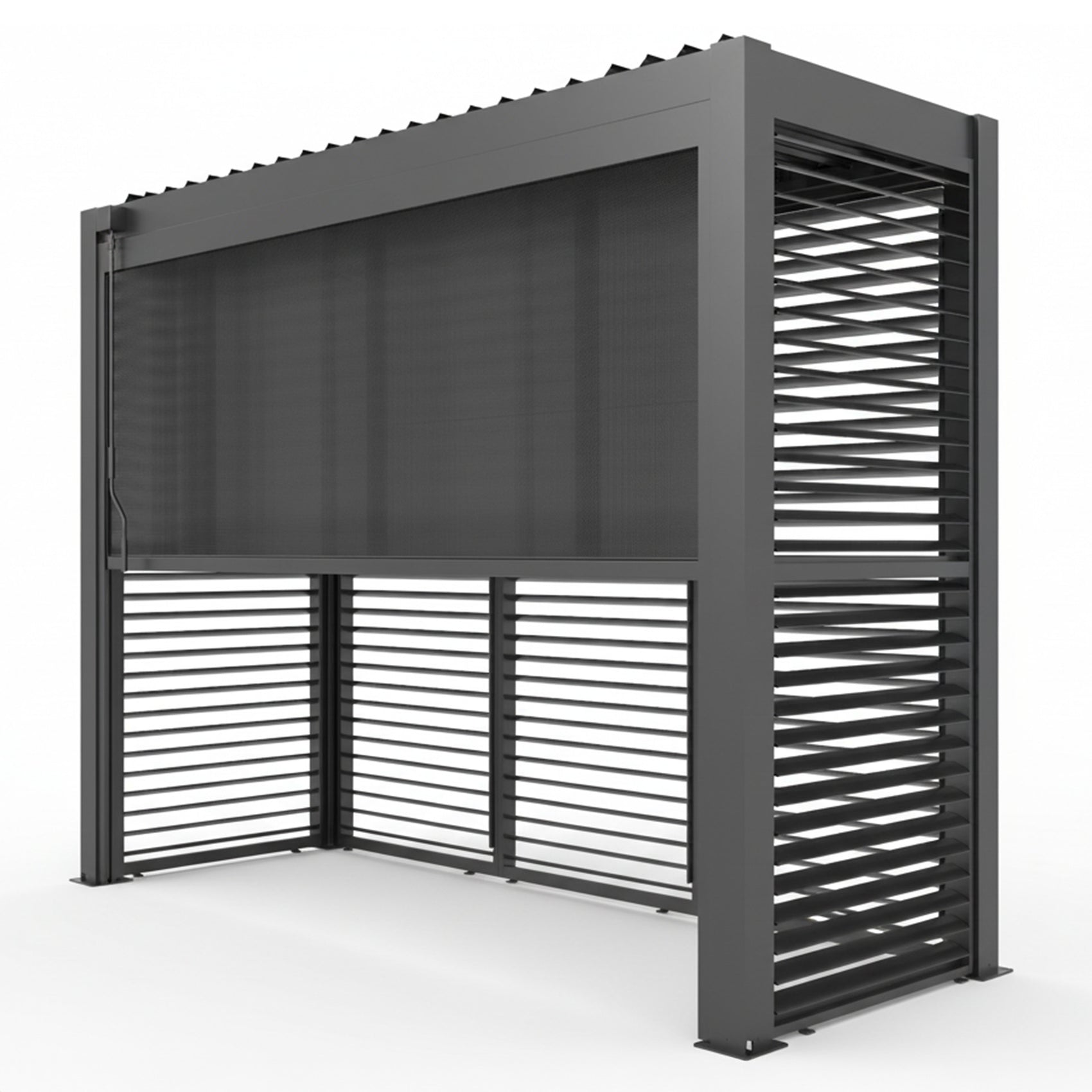 Como Free Standing Bbq Shelter with LED Lights - with Back Panel Side Louvre & Blind- Grey