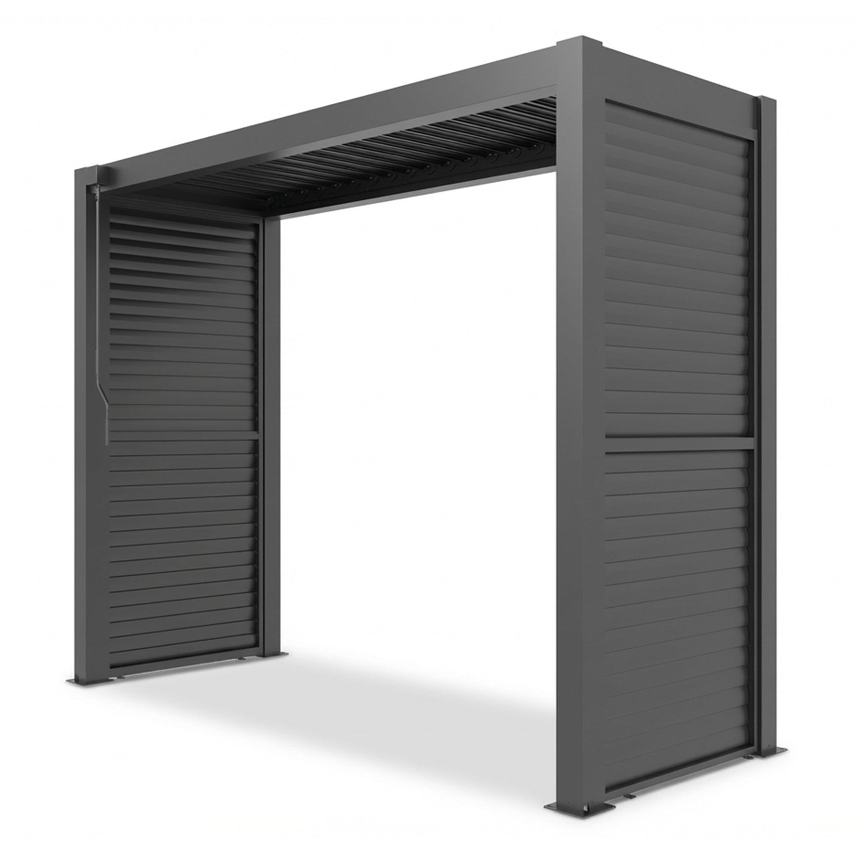 Como Free Standing Bbq Shelter with LED Lights - Side Louvre & Blind - Grey