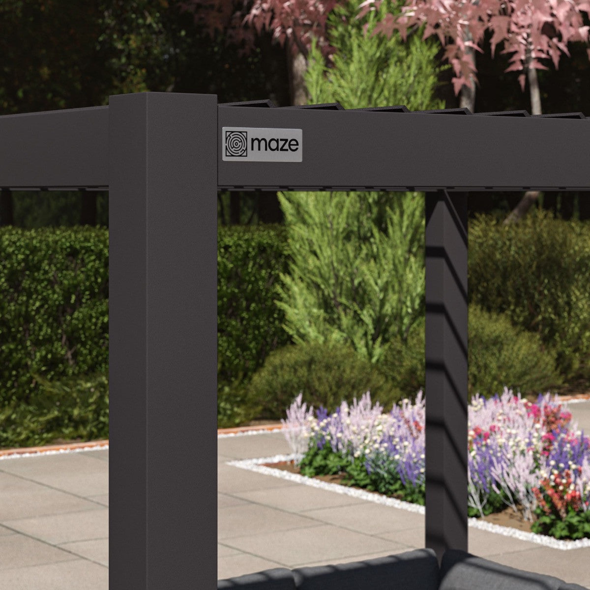 Como Grey Aluminium Pergola Square 3m x 3m - Frame & LED Lighting