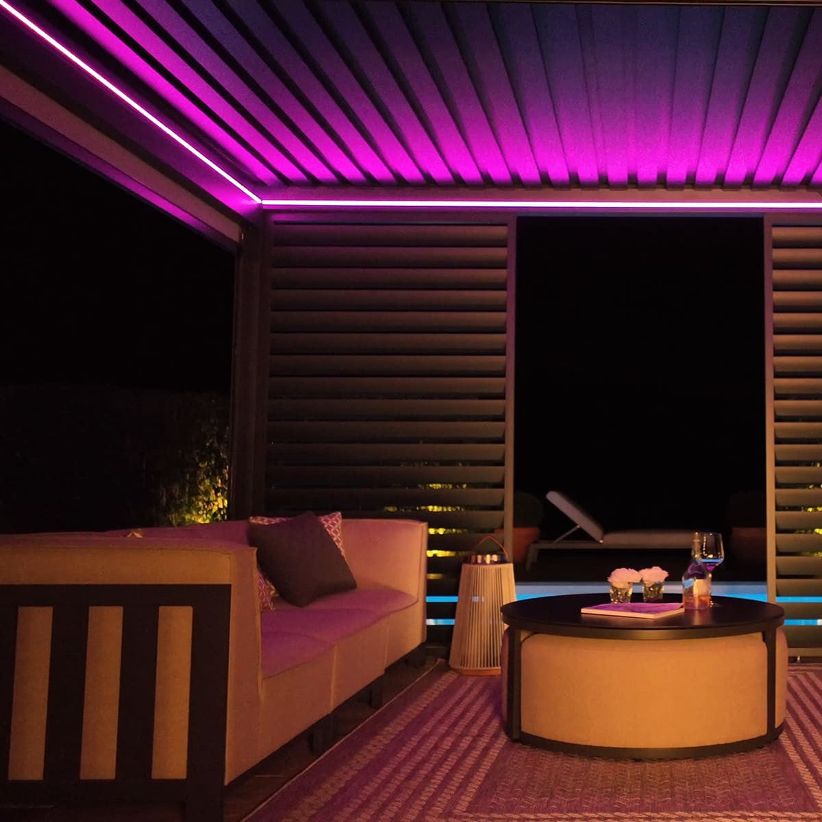 Eden Grey Aluminium Pergola Rectangular 3m x 4m - Electric Louvre Roof & LED Lighting