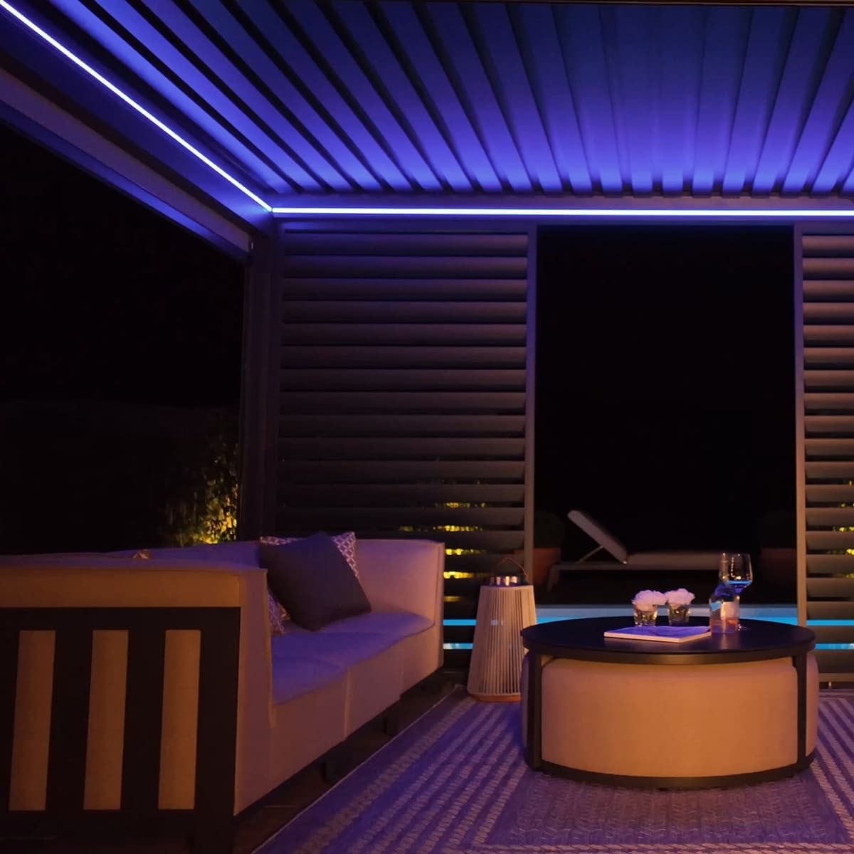 Eden Grey Aluminium Pergola Rectangular 3m x 4m - Electric Louvre Roof & LED Lighting