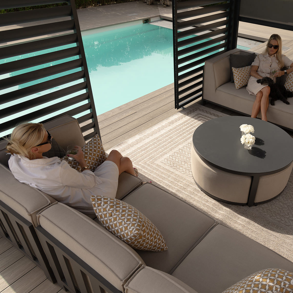 Eden Grey Aluminium Pergola Rectangular 3m x 4m - Electric Louvre Roof & LED Lighting