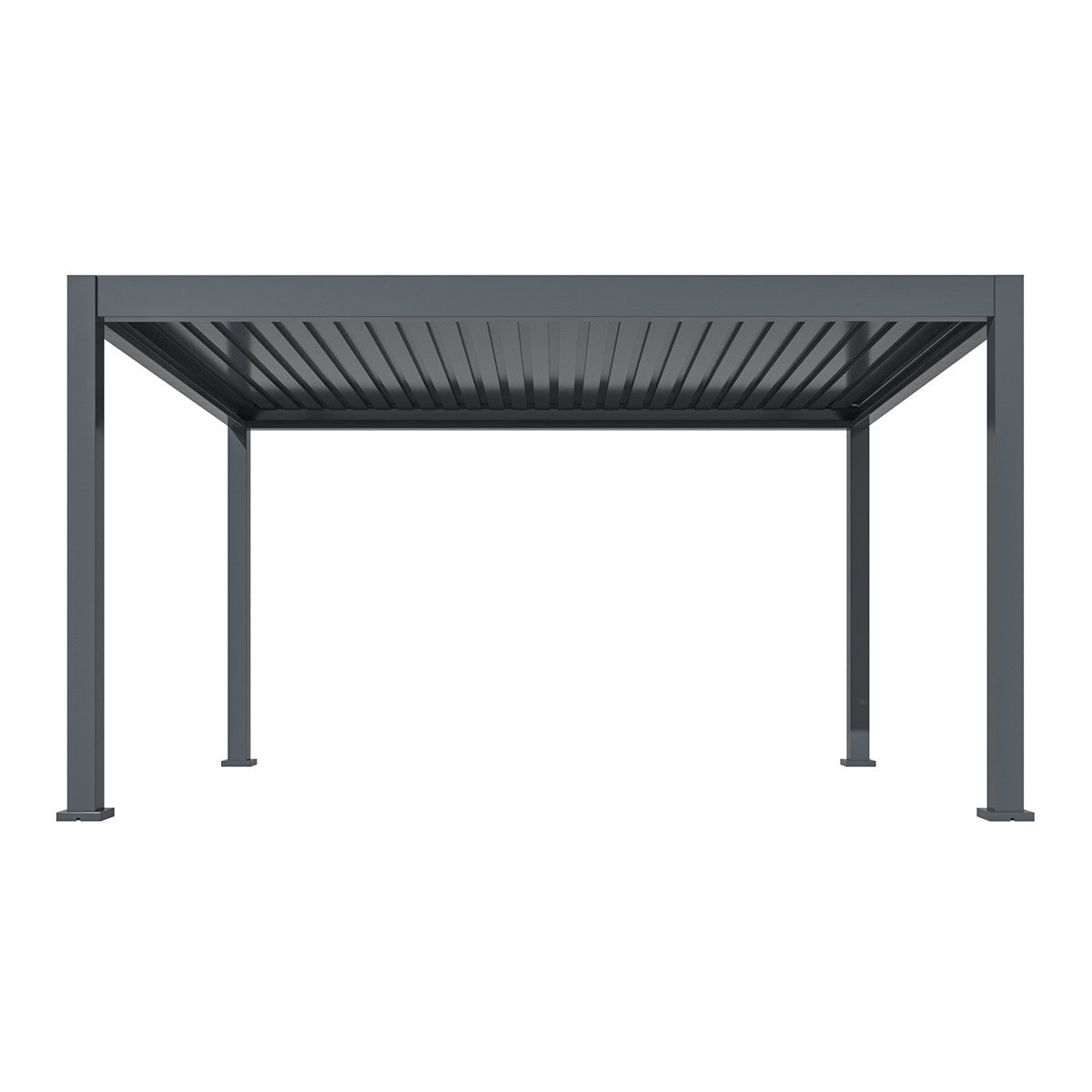 Eden Grey Aluminium Pergola Rectangular 3m x 4m - Electric Louvre Roof & LED Lighting