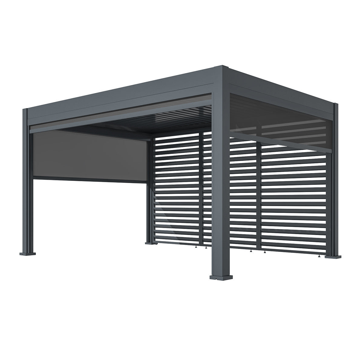 Eden Grey Aluminium Pergola Rectangular 3m x 4m - Electric Louvre Roof & LED Lighting