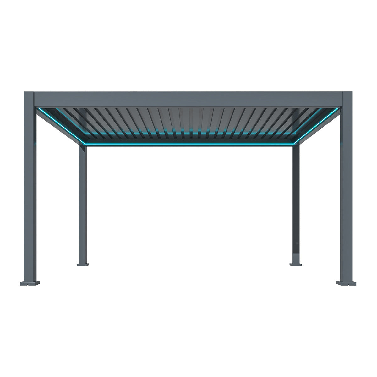 Eden Grey Aluminium Pergola Rectangular 3m x 4m - Electric Louvre Roof & LED Lighting