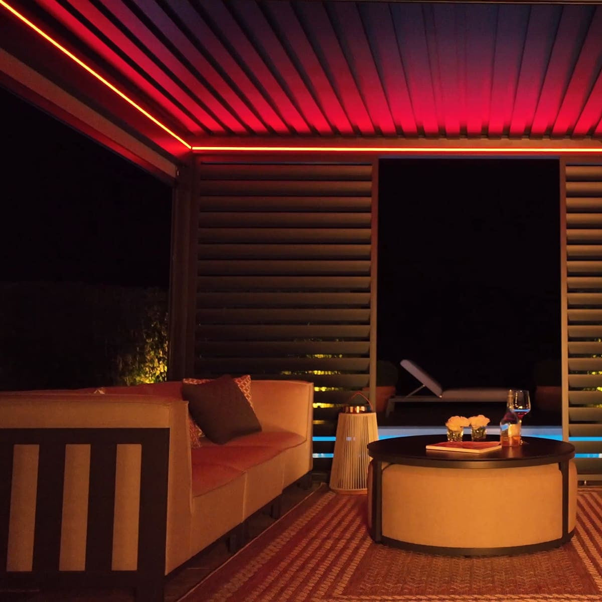 Eden Grey Aluminium Pergola Rectangular 4m x 4m - Electric Louvre Roof & LED Lighting