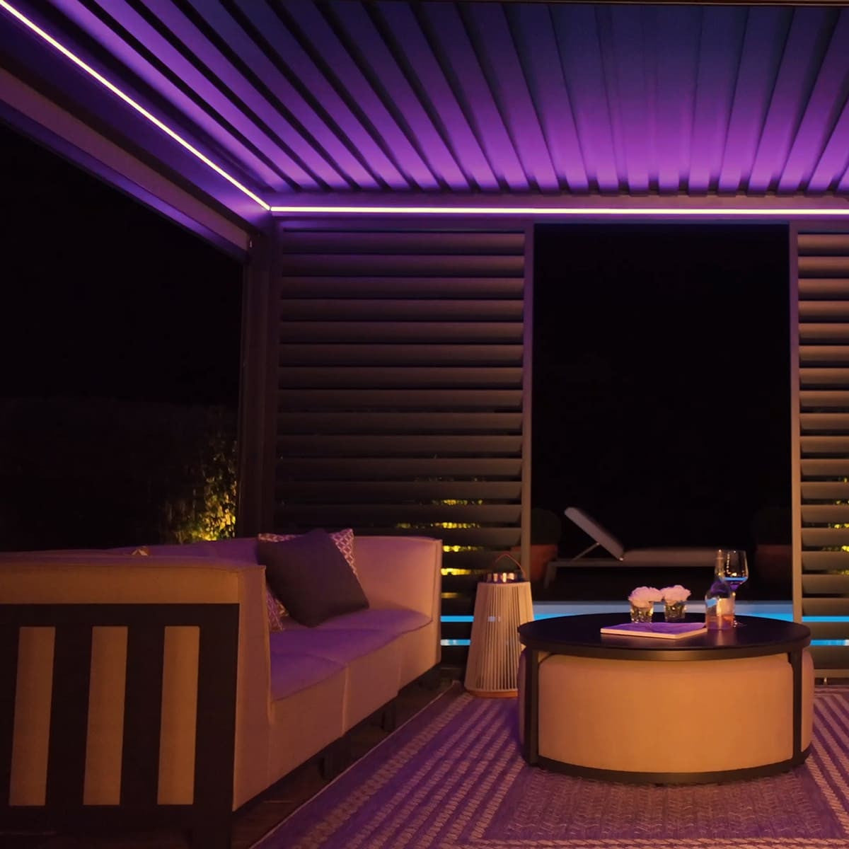 Eden Grey Aluminium Pergola Rectangular 4m x 4m - Electric Louvre Roof & LED Lighting