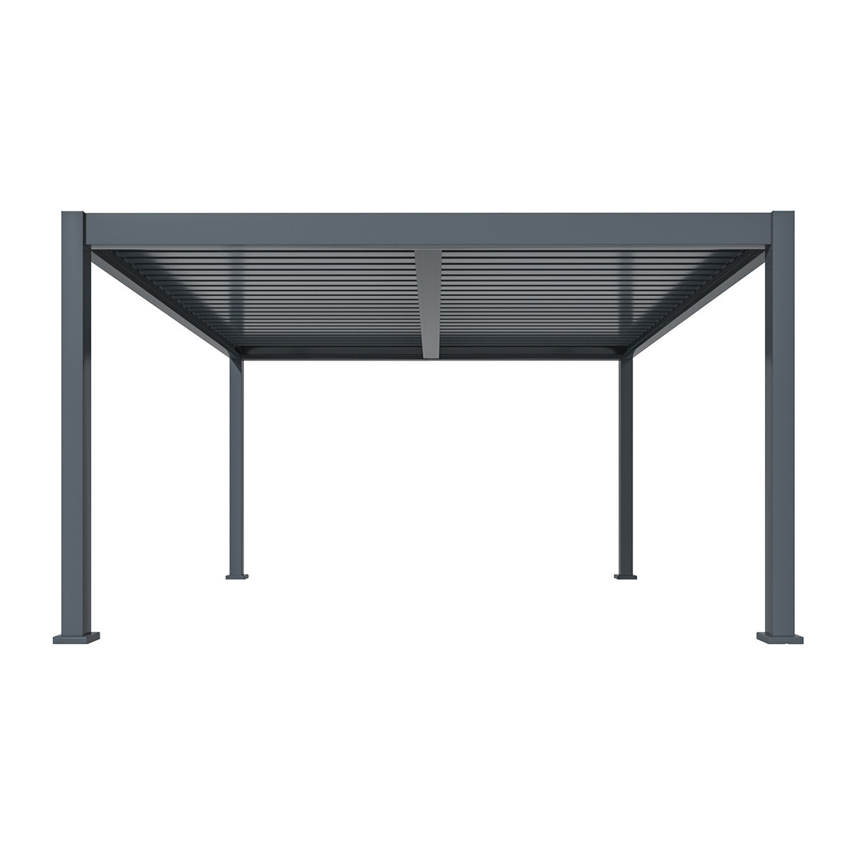 Eden Grey Aluminium Pergola Rectangular 4m x 4m - Electric Louvre Roof & LED Lighting