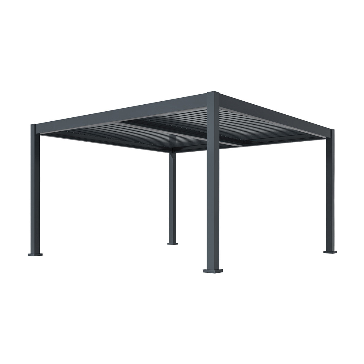 Eden Grey Aluminium Pergola Rectangular 4m x 4m - Electric Louvre Roof & LED Lighting