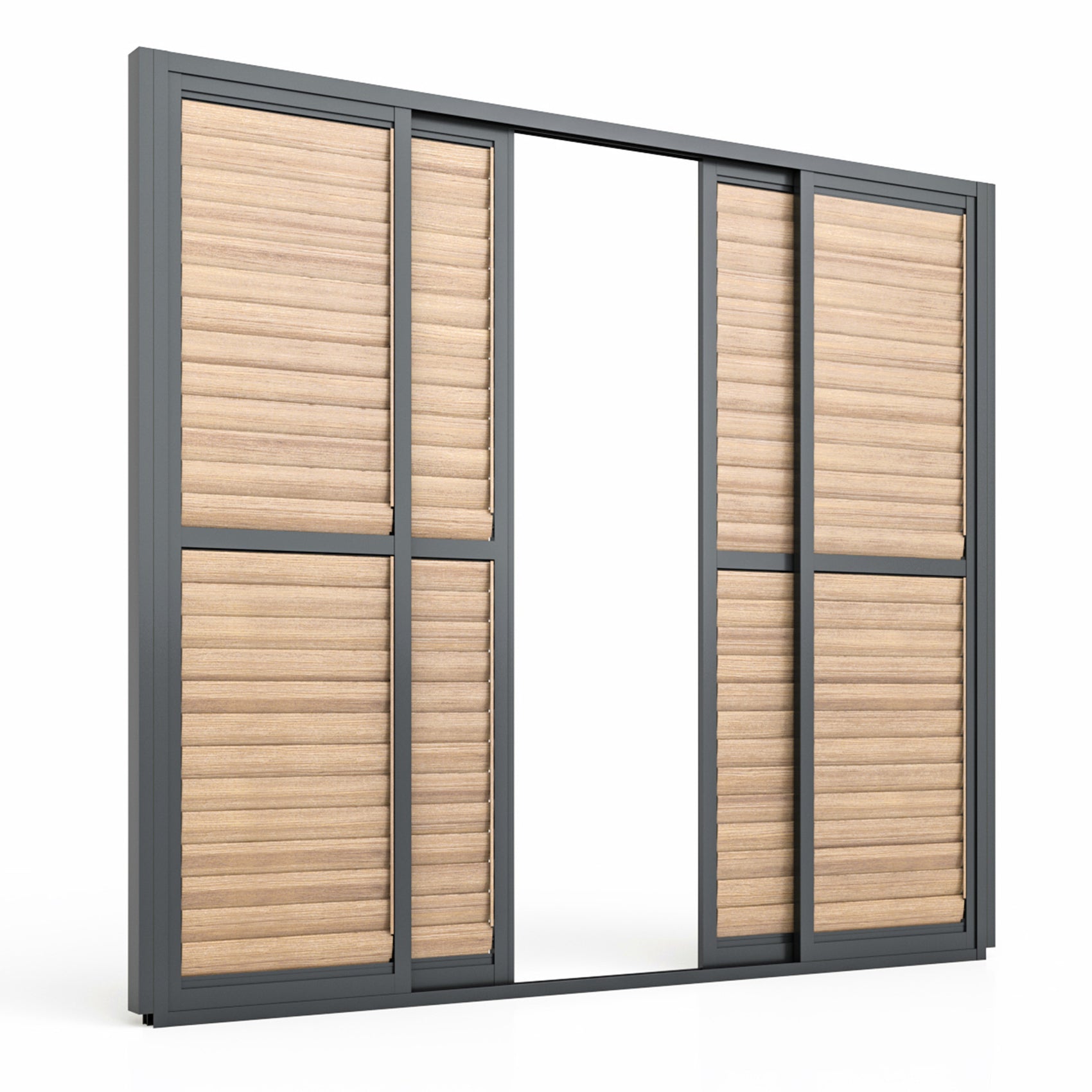 Eden Pergola Wood Effect Sliding Louvre Panel Door 262x222 - Right Hand