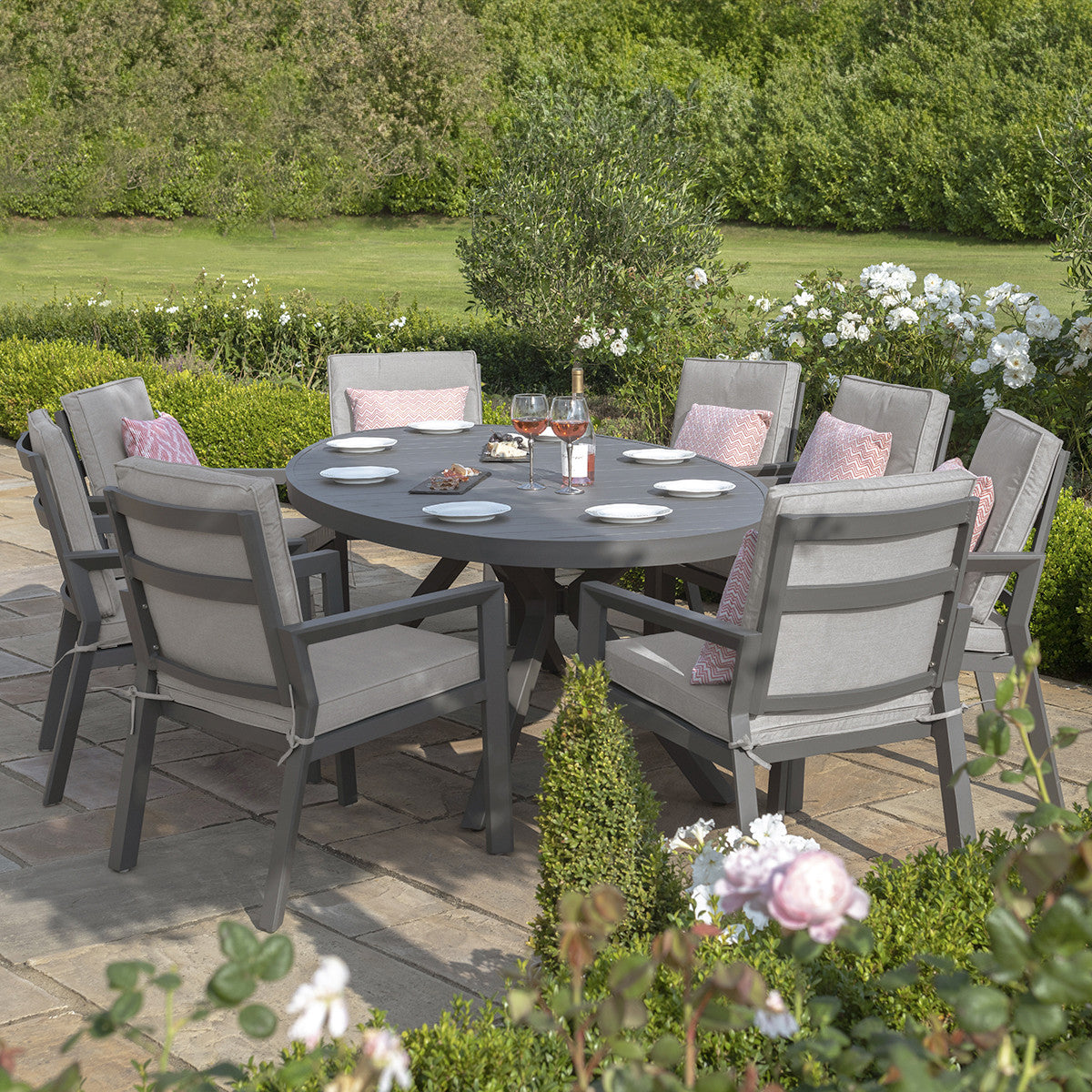 New York Dove Grey Outdoor Dining Set | 8 Seater