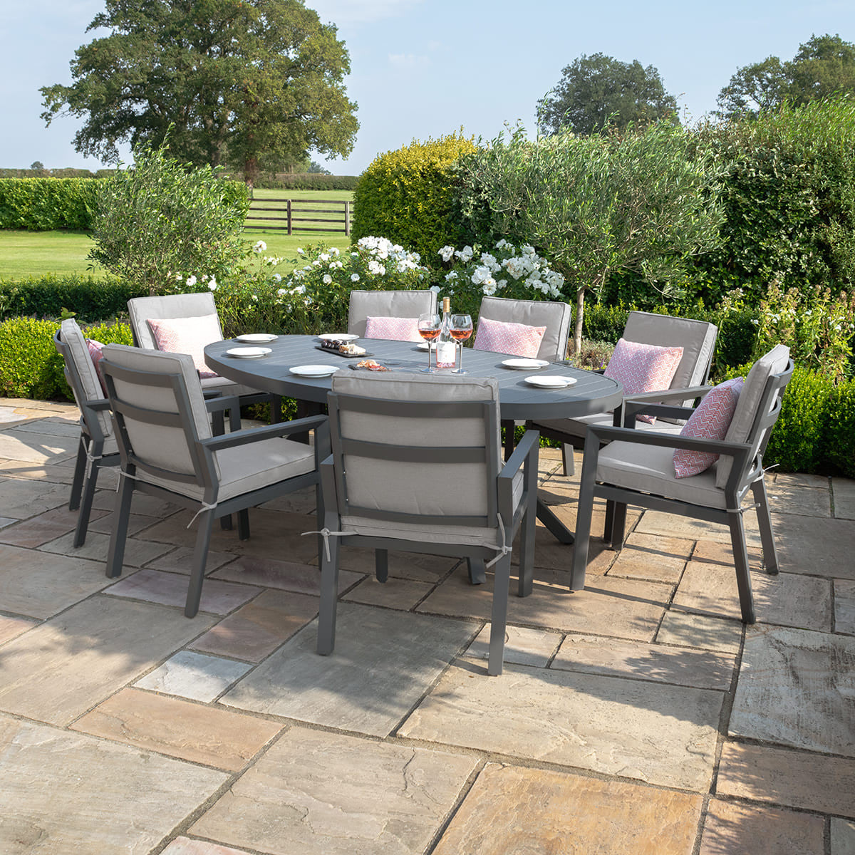 New York Dove Grey Outdoor Dining Set | 8 Seater