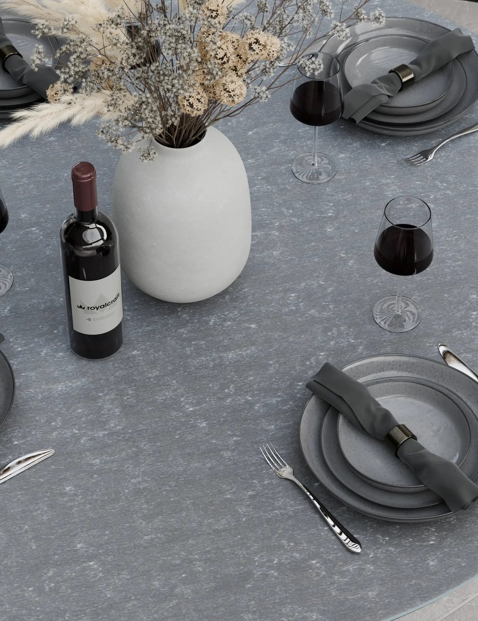 Pedra 4 Seater Grey Round Ceramic Glass Dining Set with Pedra Rope Chairs