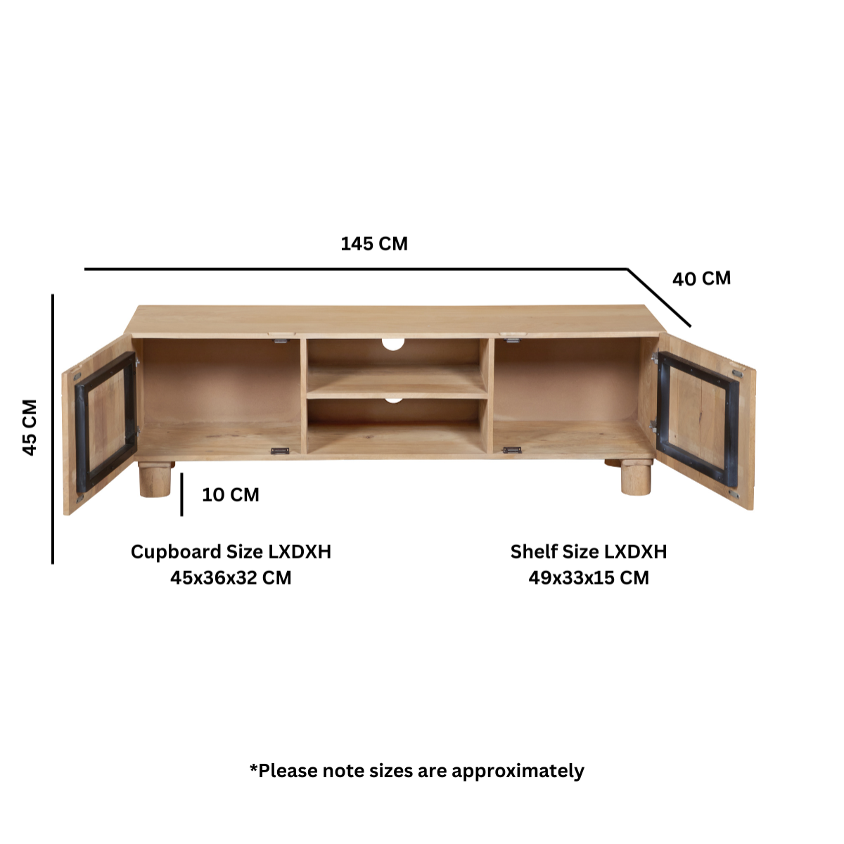 Benton Natural Mango Wood TV Unit