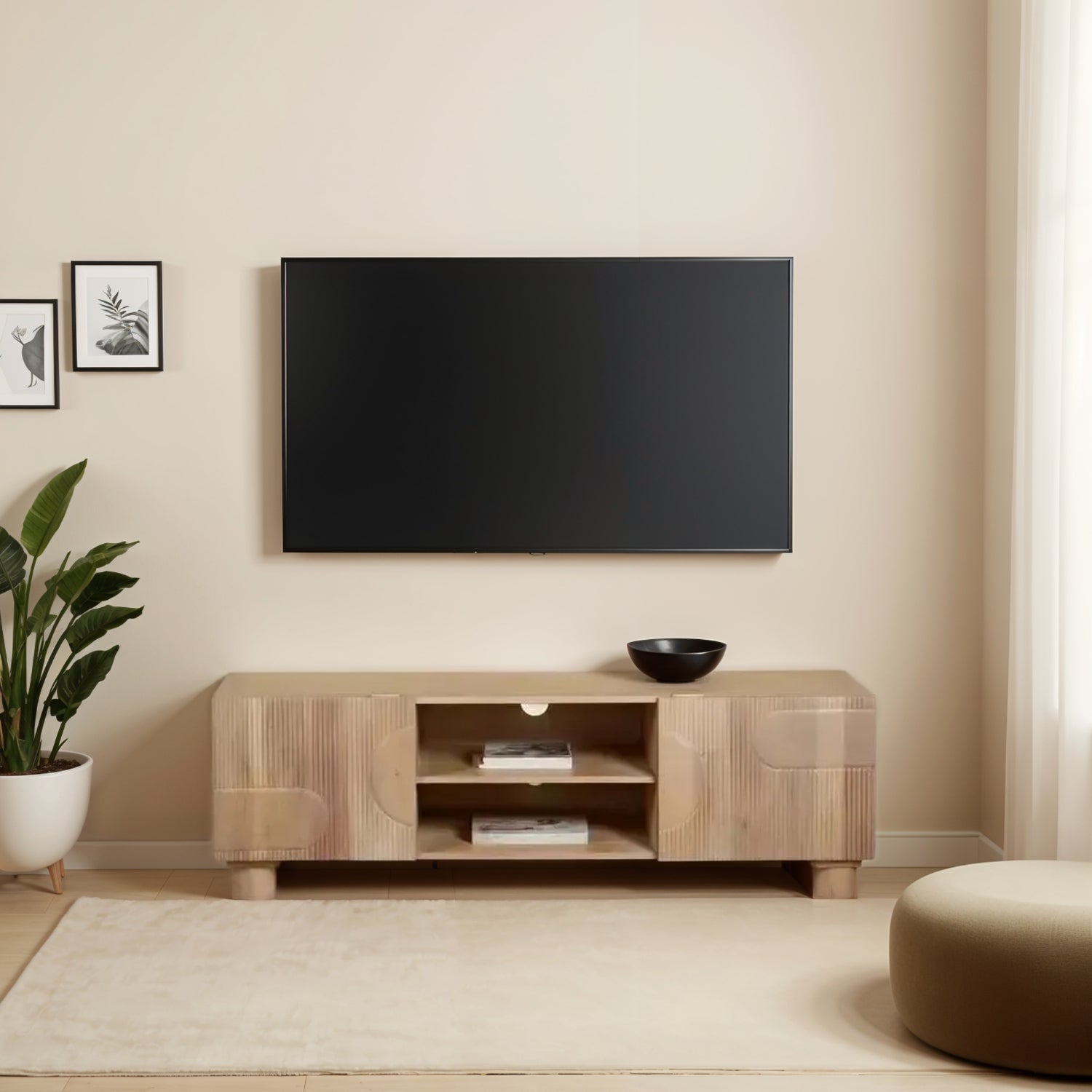 Benton Natural Mango Wood TV Unit