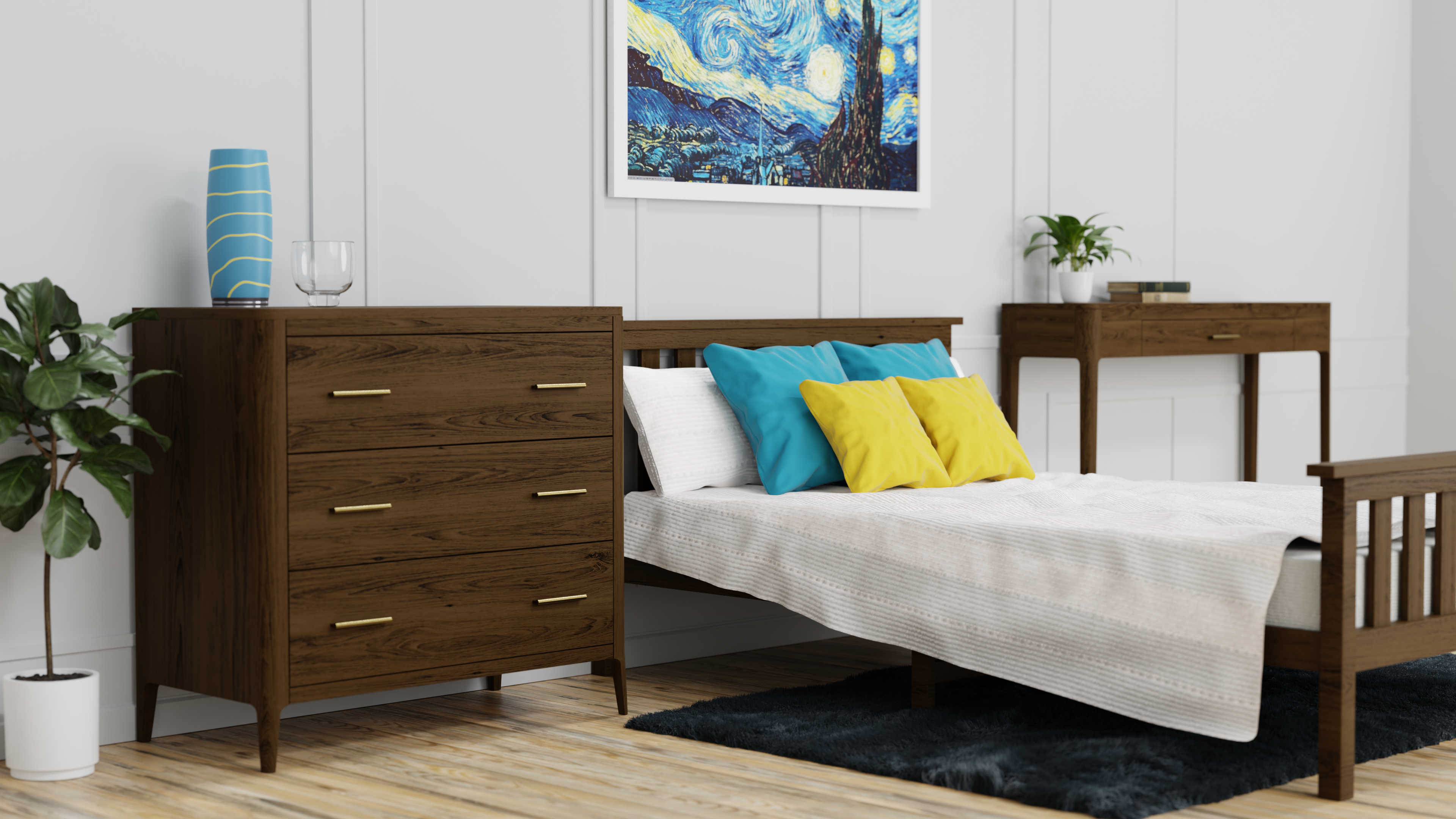 DI Designs Abberley Brown Oak Wood & Gold Chest of Drawers
