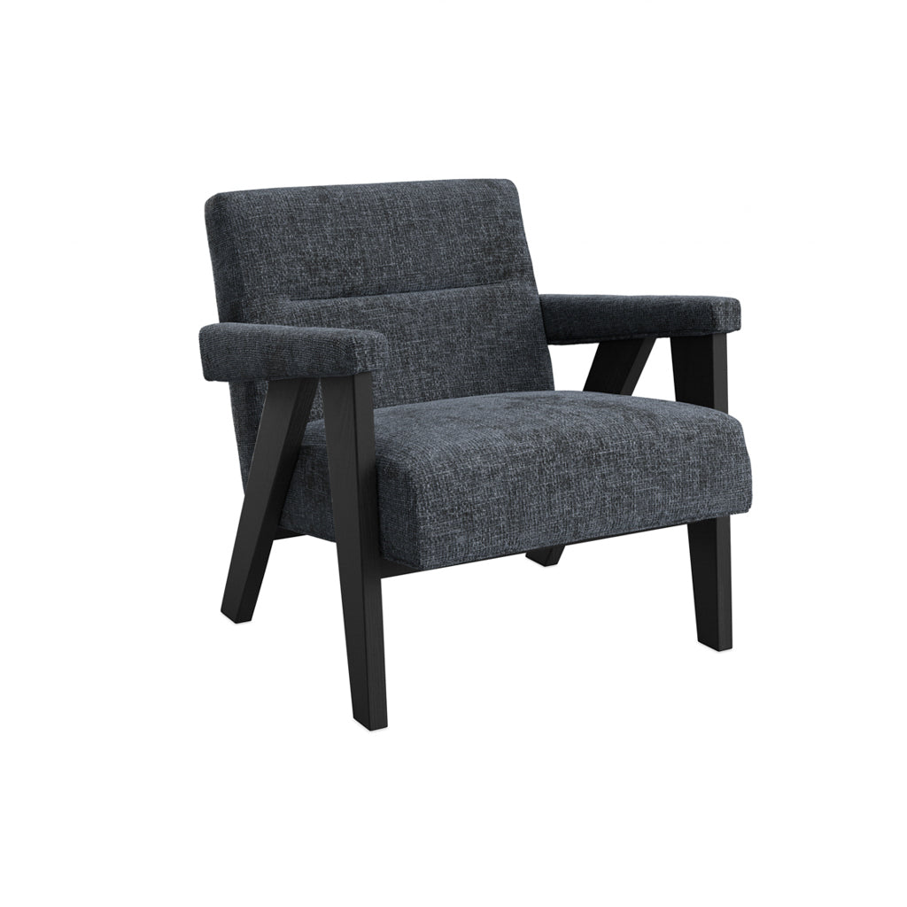 Abel Coal Tweed & Black Wood Armchair