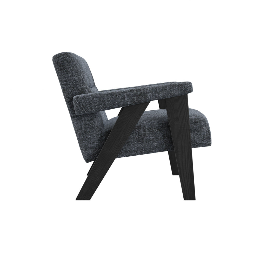 Abel Coal Tweed & Black Wood Armchair