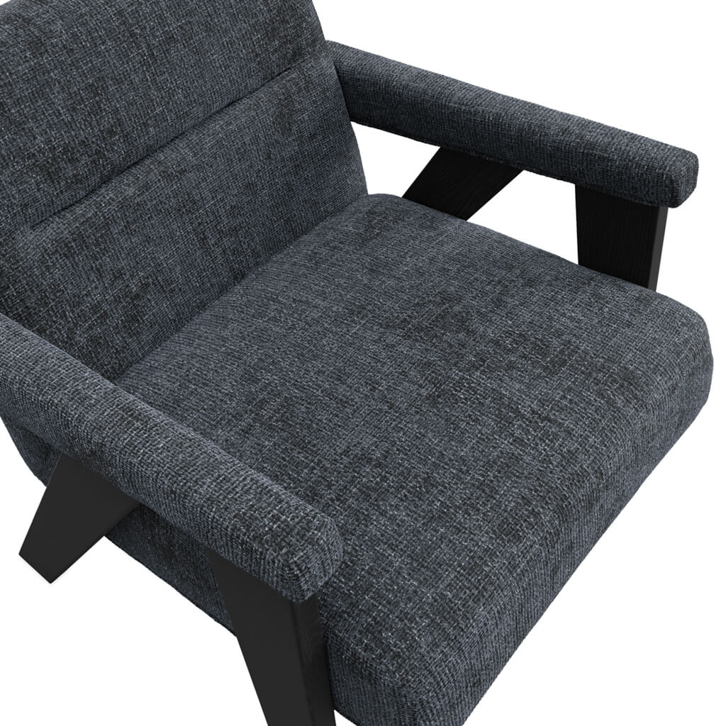 Abel Coal Tweed & Black Wood Armchair